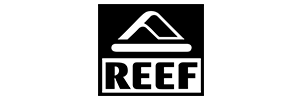 Reef logo depicting a stylized wave in oceanic shades with the brand name 'Reef' elegantly integrated. Embracing the harmony of land and sea, Reef's products encompass a wide range of comfortable and stylish footwear, apparel, and accessories that resonate with beachgoers, surf enthusiasts, and outdoor adventurers alike.