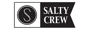 Salty Crew logo: A stylized emblem featuring a fishhook intertwined with ocean waves, encapsulating the essence of adventure and maritime lifestyle. Salty Crew is a lifestyle brand deeply rooted in the ocean and outdoor pursuits. Salty Crew offers a range of apparel and accessories that embody the raw authenticity of the sea.