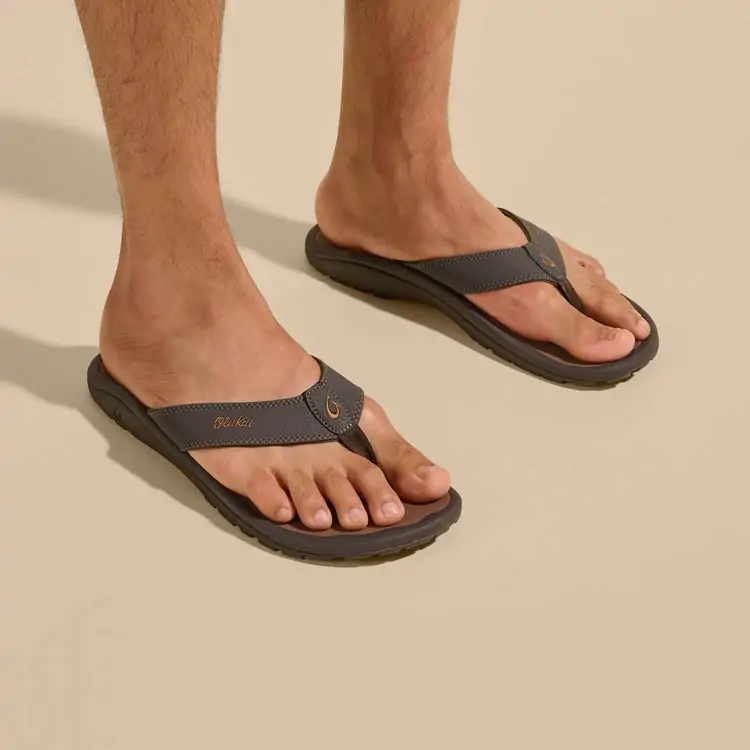 Men's OluKai leather sandals, perfect for casual summer wear in Destin.