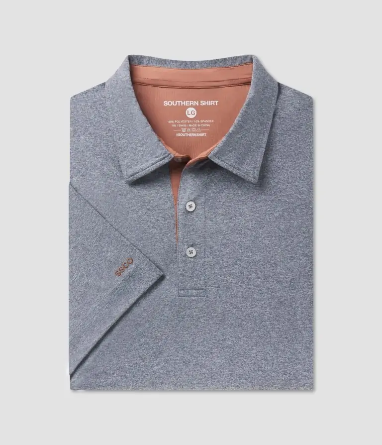 Gray Southern Shirt polo with subtle logo, offering classic comfort for everyday wear in 30A.