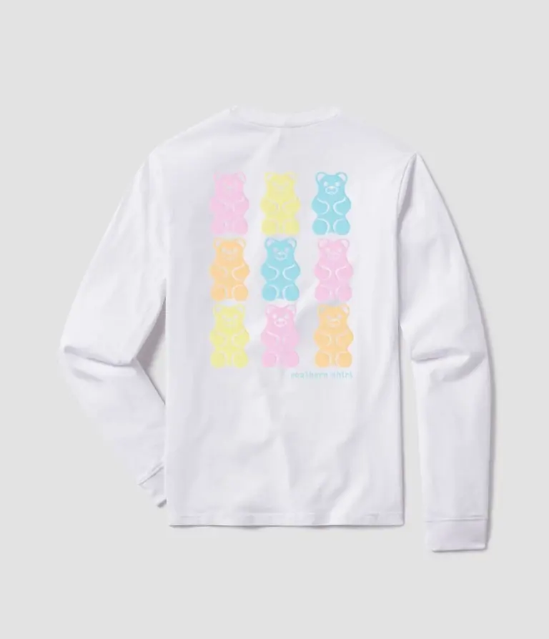 White Southern Shirt long-sleeve t-shirt with multicolored logo design, great for a pop of fun style in 30A.