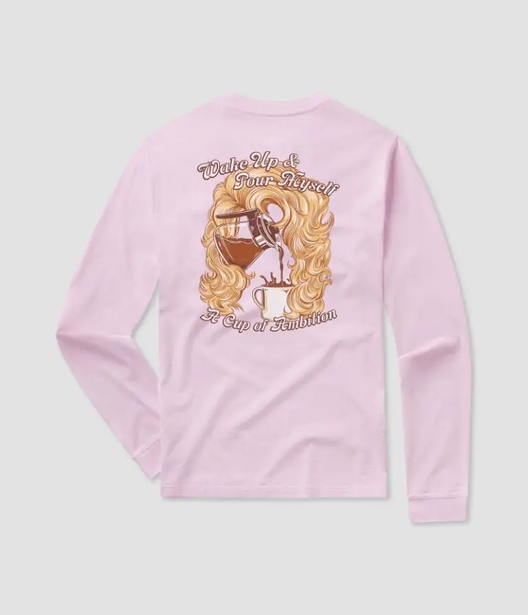 Pink Southern Shirt long-sleeve t-shirt with artistic graphic, offering stylish comfort for casual wear in Panama City Beach.