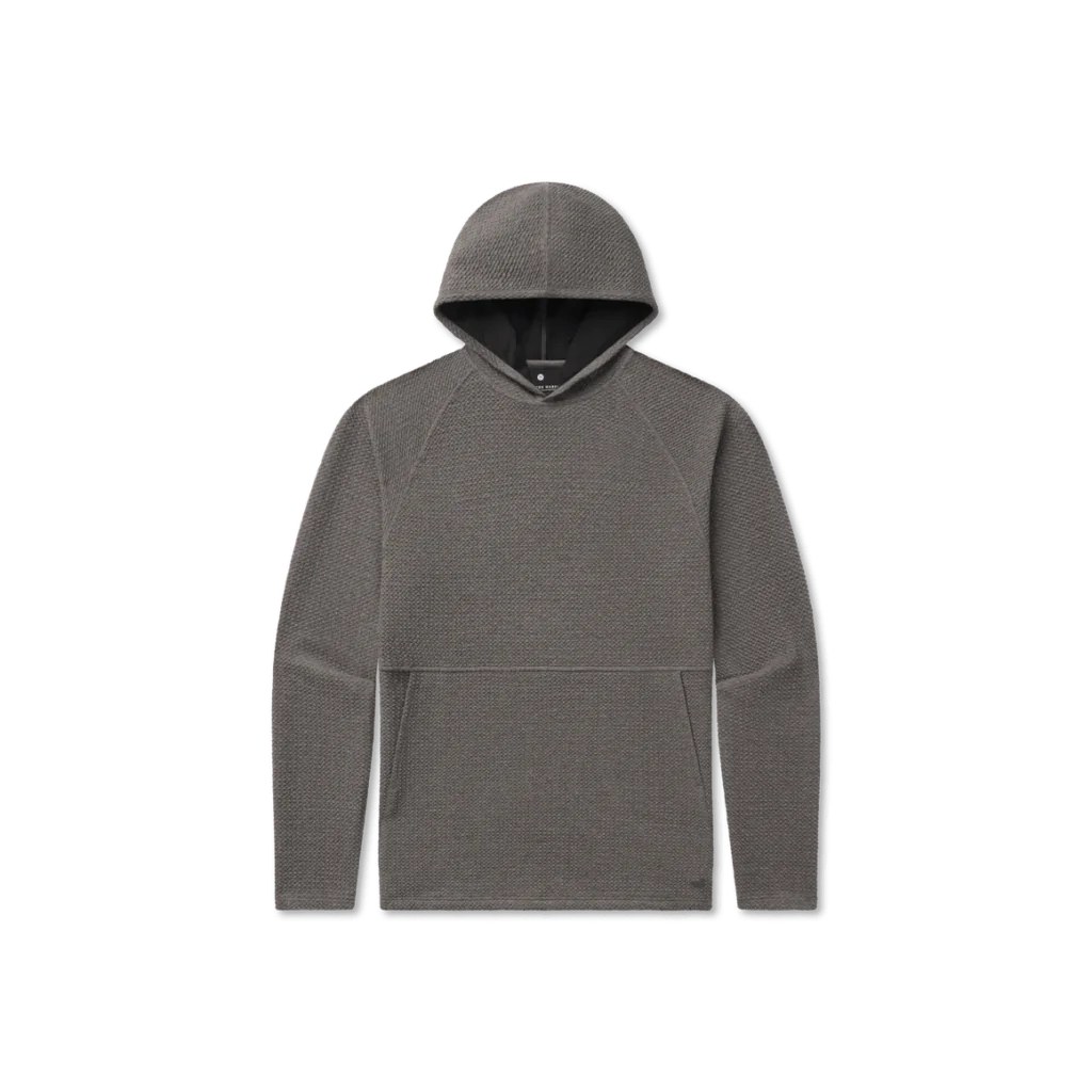 Southern Marsh textured grey hoodie with a kangaroo pocket, providing ultimate comfort for a breezy day in Santa Rosa Beach.
