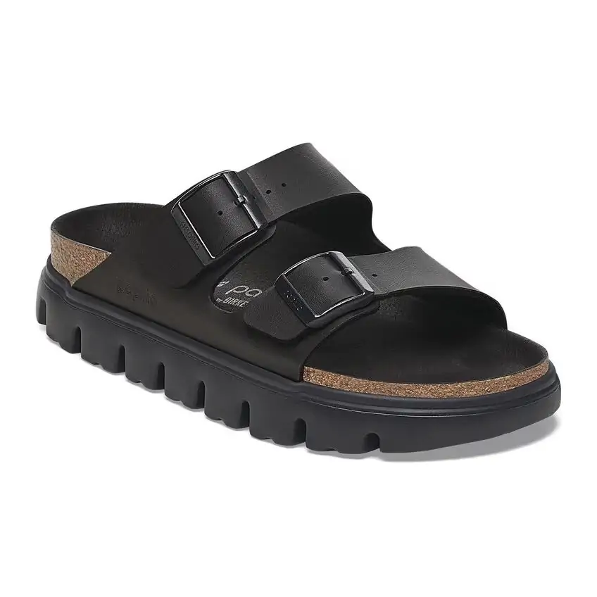 Modern black Papillio by Birkenstock sandal with a rugged sole and supportive double strap design, perfect for Miramar Beach’s active lifestyle.