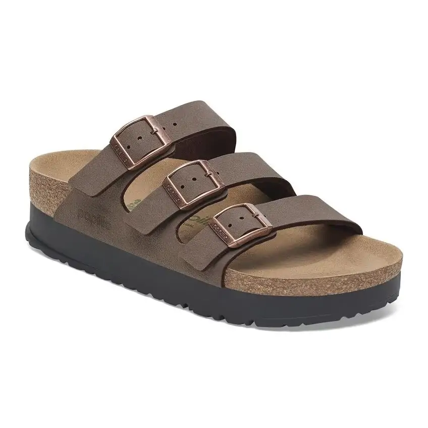 Earthy brown Papillio by Birkenstock sandal with three adjustable straps and a lightweight sole, blending style and comfort for Florida Panhandle residents.